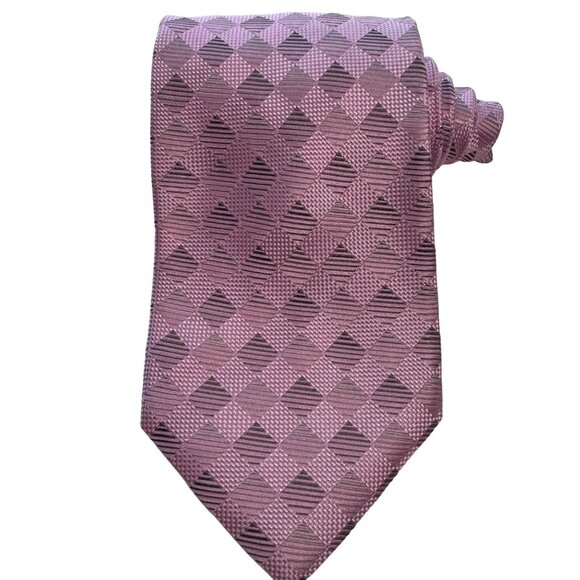 Giorgio Armani Tie Men Pink Silk Geometric Square Print Designer Italy 3.75 X 58 - Picture 10 of 10